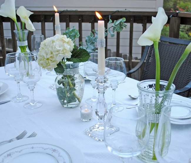 Hurricane Lamps as Center Piece