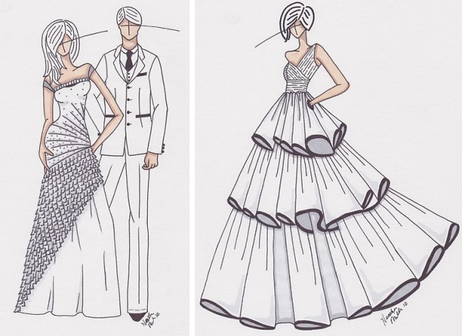 How to draw a wedding dress sketch